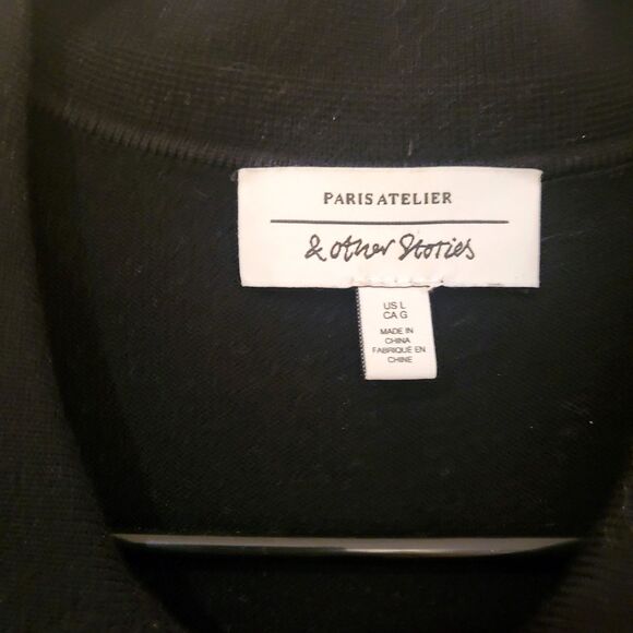 & Other Stories Dress Black Knit Collar Blouson Mini Size Large - Picture 2 of 6